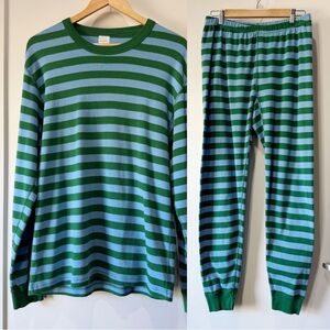 Hanna Andersson adult unisex striped long john pajama top and pants set size L